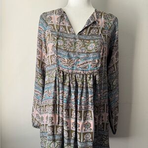 Anthropologie Sunner 100% Silk Floral Print First Whispering Dress Bohemian